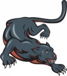 Black Panther Crouching Cartoon Stock Photo