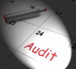 Audit Calendar Displays Inspecting And Verifying Finances Stock Photo