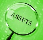 Assets Magnifier Shows Valuables Goods And Magnify Stock Photo