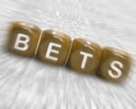 Bets Dice Displays Gambling Chance Or Sweep Stake Stock Photo