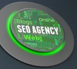 Seo Agency Indicates Push Button And Agencies 3d Rendering Stock Photo
