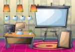 Cartoon  Illustration Interior Office Room With Separated Layers Stock Photo