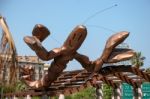 Wooden Sculpture Of A Lobster In Barcelona Stock Photo