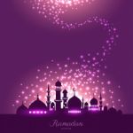 Mosque Silhouette In Night Sky And Magic Light For Ramadan Of Is Stock Photo