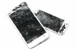 Mobile Phone Screen Is Cracked Stock Photo