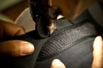 Footwear Stitching Machine Stock Photo