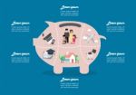 Piggy Bank Saving Money Portion For Life Infographic Stock Photo