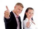 Business Partners Showing Thumb Up Stock Photo