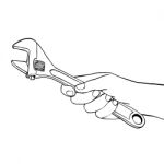 191112-hand Holding Wrench -  Hand Drawing Illustration Stock Photo