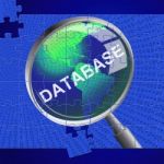 Database Magnifier Represents Search Magnify And Databases Stock Photo