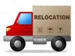 Relocation Truck Indicates Buy New Home And Delivery Stock Photo