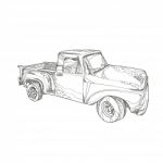 Vintage Pickup Truck Doodle Art Stock Photo