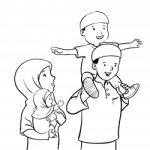 Happy Muslim Family- Illustration Stock Photo