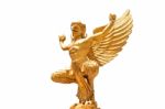 Golden Garuda Statue Isolated Clipping Path Stock Photo