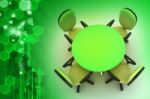 Conference Round Table And Office Chairs In Meeting Room Stock Photo