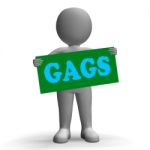 Gags Sign Character Means Comedy And Jokes Stock Photo