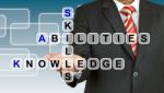 Businessman With Wording Skill, Abilities, And Knowledge Stock Photo