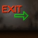 Exit Neon Indicates Escaping Exits And Glow Stock Photo