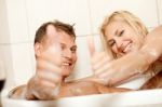 Thumbs Up Couple Bathing Stock Photo