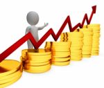 Coins Increase Represents Business Person And Advance 3d Renderi Stock Photo
