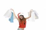 Lady Holding Shopping Bag Stock Photo