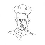 Chef Wearing Toque Hat Continuous Line Stock Photo