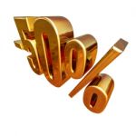 3d Gold 50 Fifty Percent Sign Stock Photo