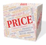 Price Cube Means Word Text And Valuation Stock Photo