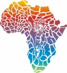 Map Of Africa In Rainbow Giraffe Camouflage Stock Photo