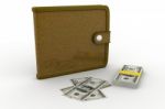 Leather Wallet, Dollar Usa Stock Photo