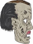 Zombie Head Side Drawing Stock Photo
