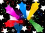 Stars Streamers Background Means Celestial Colors And Party Stock Photo