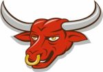 Texas Longhorn Red Bull Head Cartoon Stock Photo