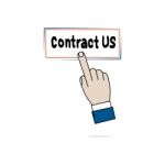 Hand Business Icon Press Contract Us On White Background Stock Photo