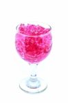 Pink Hydrogel  In Wine Glass Isolated On White Background Stock Photo