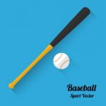 Baseball Bats And Ball Icon, Flat  Illustration Stock Photo