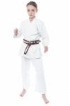 Young Girl Practicing Karate Stock Photo