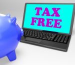 Tax Free Laptop Shows Goods In No Tax Zone Stock Photo