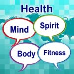 Health Words Indicates Well Healthcare And Wellness Stock Photo