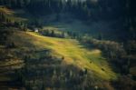 Spring Green Hillsides. Sunny April In Mountains Stock Photo