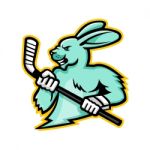 Jackrabbit Ice Hockey Player Mascot Stock Photo