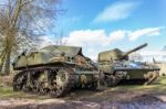 Two Military Tanks With Blue Sky Stock Photo