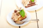 Chestnut Cream Cake Dessert Stock Photo