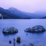 Cradle Mountain In Tasmania On A Cloudy Day Stock Photo