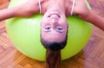 Physiotherapy Exercises With Bobath Ball Fitball Stock Photo