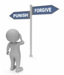 Punish Forgive Sign Means Let Off 3d Rendering Stock Photo