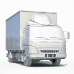 3d White Delivery Truck Icon Stock Photo