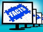 Facts Monitors Shows Data Information Wisdom And Knowledge Stock Photo