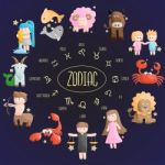 Zodiac Color Sign Symbol Cartoon Illustration Stock Photo