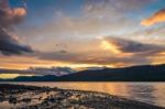 Sunset At Lake Mcdonald Stock Photo